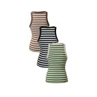3-Pack Striped Round Neck Slim Fit Racer Back Ribbed Tank Top