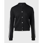 Striped Tape Patch Snap Button Baseball Jacket