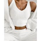 Open Front Cozy Loungewear Cardigan Top Fuzzy Longline Coat