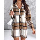 Plaid Pattern Casual Shacket Jacket Button Down Long Sleeve Shirt Fall Clothes Outfits