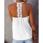 Contrast Lace V-Neck Spaghetti Strap Tank Casual Loose Fit  Blouse Top