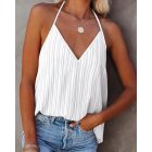 Contrast Lace V-Neck Spaghetti Strap Tank Casual Loose Fit  Blouse Top