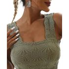 Floral Jacquard Thick Strap Tank Top