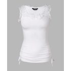 Lace Trim Side Drawstring Ribbed Tank Top Casual Slim Fit Sleeveless Top