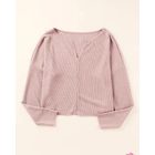 Long Sleeve Notch Neck Knit Top