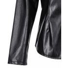 PU Leather Long Sleeve Flap Pocket Design Button Down Top