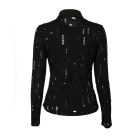 Turn-down Collar Hollow Out Button Down Shirt Top