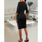 Contrast Sequin V-Neck Bodycon Dress Sexy Slim Fit Mini Dress