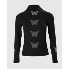 Rhinestone Butterfly Pattern Long Sleeve Top