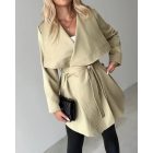 Lapel Neck Open Front Longline Trench Coat