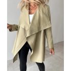 Lapel Neck Open Front Longline Trench Coat