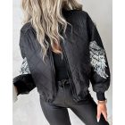 Shinny Sequin Wings Pattern Puffer Jacket Winter Zip Up Warm Quilted Coats