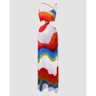 Rainbow Stripe Print Hollow Out Maxi Dress