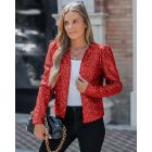 Sparkly Sequin Open Front Puff Sleeve Blazer Coat