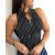 Rhinestone O-Neck Sleeveless Tank Zipper Thick Strap Mental Waist Casual Slim Fit Top