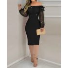 Velvet Off Shoulder Multicolor Holographic Metallic Silver Ruffle Hem Party Dress