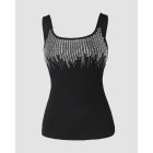 Round Neck Rhinestone Decor Skinny Tank Top