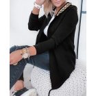 Geometric Wings Pattern Contrast Sequin Asymmetrical Coat Oversized Zip Up Hooded Jacket