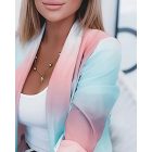 Ombre Shawl Collar Ruched Long Sleeve Flap Detail Blazer