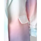 Ombre Shawl Collar Ruched Long Sleeve Flap Detail Blazer