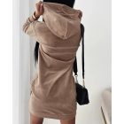 Letter Embroidery Velvet Hooded Sweatshirt Dress