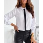 Turn-down Collar Button Front Tied Detail Shirt Top