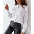 Turn-down Collar Button Front Tied Detail Shirt Top