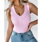 V Neck Sleeveless Tank Top Basic Solid Knitted Vest Tops
