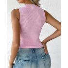 V Neck Sleeveless Tank Top Basic Solid Knitted Vest Tops