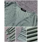 V-Neck Eyelet Hollow-out Ruched Lantern Sleeve Tee Casual Top