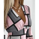 Geometric Print Lantern Sleeve Top