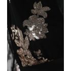 Floral Embroidery V-Neck Sheer Mesh Cinched Waist Blouse Casual Top