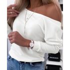 Long Sleeve Backless Buttoned Top