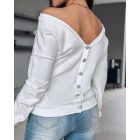 Long Sleeve Backless Buttoned Top