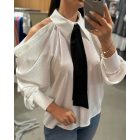 Polka Dot Pattern Cold Shoulder Gigot Sleeve Top