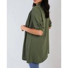 Roll Up Sleeve Casual Coat Open Front Lightweight Cardigan Top
