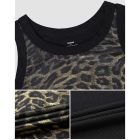 Jacquard Leopard Pattern Metallic O-neck Tank Top