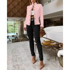 Stand Collar Long Sleeve Cable Textured Coat Button Front Jacket