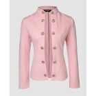 Stand Collar Long Sleeve Cable Textured Coat Button Front Jacket