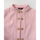 Stand Collar Long Sleeve Cable Textured Coat Button Front Jacket