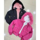 Fuzzy Trim Jacket Hooded Zip Up Fleece Lined Coat Outwear with Pockets