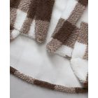 Plaid Pattern Oversized Fleece Jacket Teddy Bear Coat Open Front Batwing Sleeve Fuzzy Cardigan