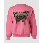 Butterfly Pattern Fleece Lined Sweatshirt Long Sleeve Crewneck Casual Loose Vintage Pullover Tops