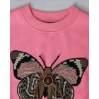 Butterfly Pattern Fleece Lined Sweatshirt Long Sleeve Crewneck Casual Loose Vintage Pullover Tops