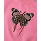 Butterfly Pattern Fleece Lined Sweatshirt Long Sleeve Crewneck Casual Loose Vintage Pullover Tops