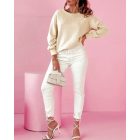 Round Neck Bowknot Decor Hollow Out Sweatshirt