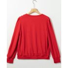 Round Neck Long Sleeve Button Decor Sweatshirt