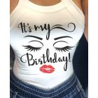 Lip Letter Figure Print Backless Casual Top