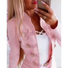 Stand Collar Frog Front Button Long Sleeve Fake Pockets Coat Casual Jackets