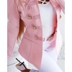 Stand Collar Frog Front Button Long Sleeve Fake Pockets Coat Casual Jackets